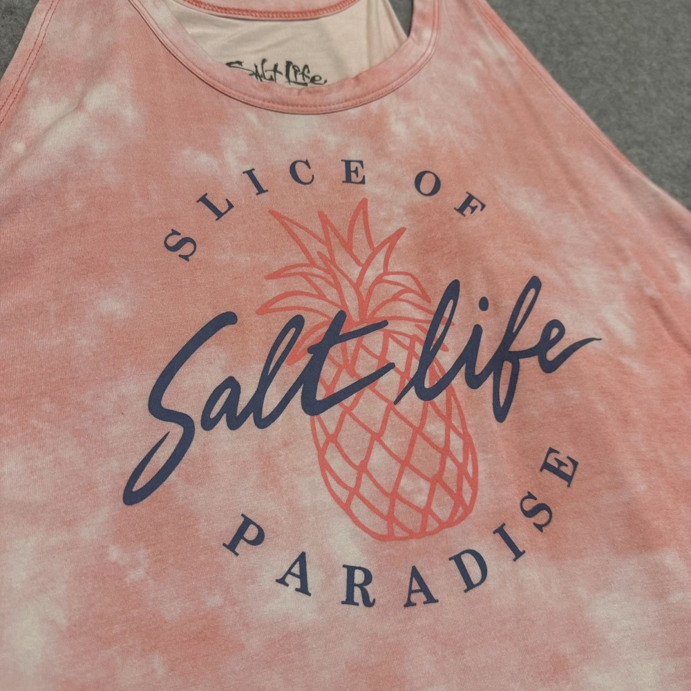 Salt Life Slice Of Paradise Tank Top Womens M Pink Tie Dye Pineapple Flowy Soft